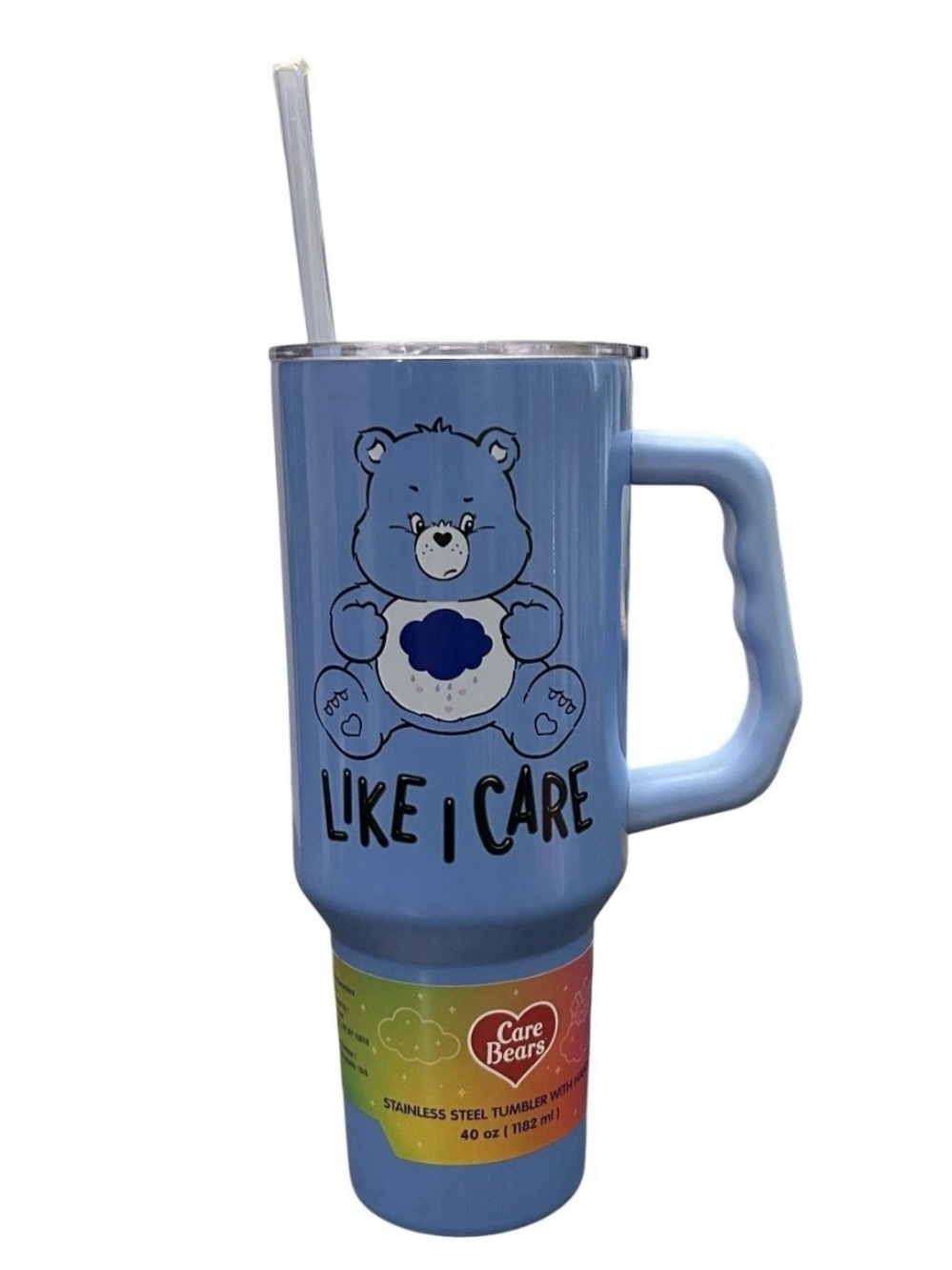 Silver Buffalo Care Bears Grumpy Bear 40oz Stainless Steel Tumbler Handle New